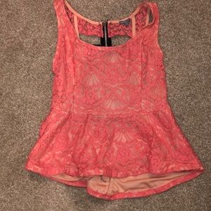 Pink, open back, flowy shirt